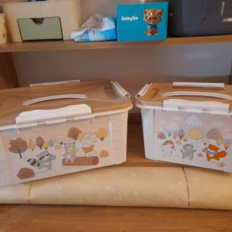 Ящик для игрушек Пластишка с декором 15.3л белый: отзыв пользователя Детский Мир