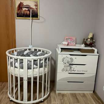 Детская кроватка Babyton Eva овальная, поперечный маятник (белый): отзыв пользователя Детский Мир