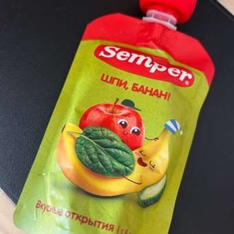 Пюре Semper Яблоко-банан-шпинат-огурец с 8 мес 100 г: отзыв пользователя Детский Мир