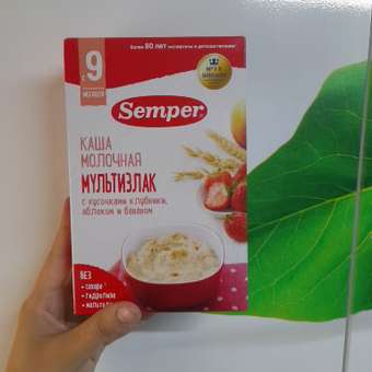 Каша молочная Semper мультизлаковая-клубника-яблоко-банан 180г с 9месяцев: отзыв пользователя ДетМир