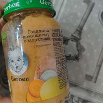 Пюре Gerber Говядина по-домашнему с морковью с 9 мес 190 г: отзыв пользователя ДетМир