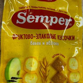 Фруктовые кусочки Semper Банан и яблоко с 12 мес 22.5 г: отзыв пользователя Детский Мир
