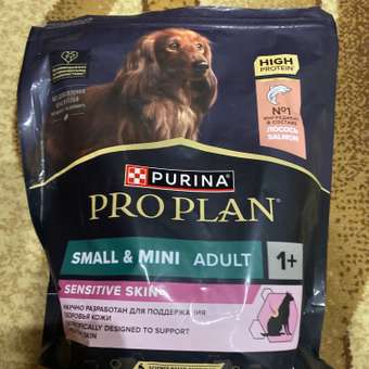 Корм для собак PRO PLAN мелких и миниатюрных пород с чувствительной кожей с комплексом Optiderma лосось c рисом пакет 700г: отзыв пользователя. Зоомагазин Зоозавр