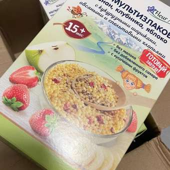 Каша Fleur Alpine мультизлаковая банан-клубника-яблоко с кукурузными шариками овсяными и спельтовыми хлопьями 200г с 15месяцев: отзыв пользователя ДетМир
