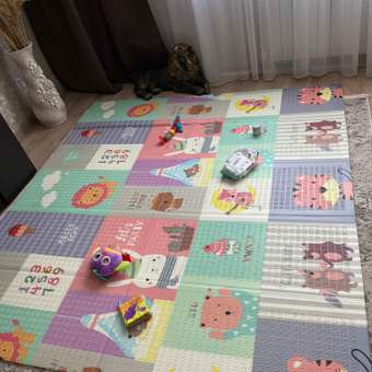 Развивающий коврик детский Mamagoods для ползания складной игровой 180х200 см Горы и зверята: отзыв пользователя Детский Мир