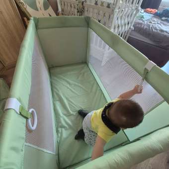 Манеж кровать JOVOLA I-Travel 1 уровень зеленый: отзыв пользователя Детский Мир