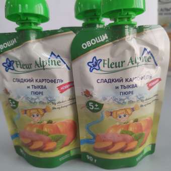 Пюре овощное Fleur Alpine Сладкий картофель и тыква 90г с 5месяцев: отзыв пользователя ДетМир