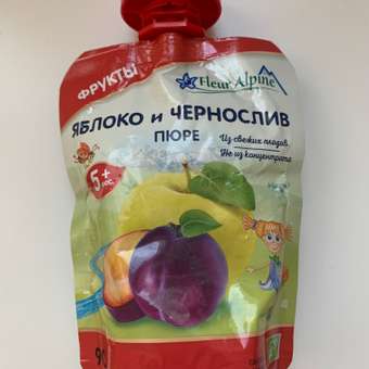 Пюре Fleur Alpine Яблоко-чернослив с 5 мес 90 г: отзыв пользователя Детский Мир