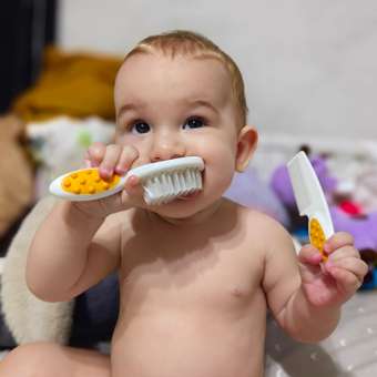 Набор щетка, расческа BabyGo оранжевый искусственная щетина 2 предм.: отзыв пользователя ДетМир