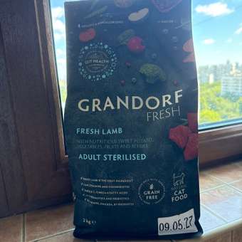 Корм для кошек GRANDORF FRESH Fresh Cat Sterilised Lamb/Sweet Potato 2кг свежее мясо ягненка с бататом д/стерил-ых беззерн с жив проб: отзыв пользователя. Зоомагазин Зоозавр