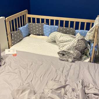 Бортик Body Pillow Серо-голубой 12 дет. для круглой кровати: отзыв пользователя Детский Мир