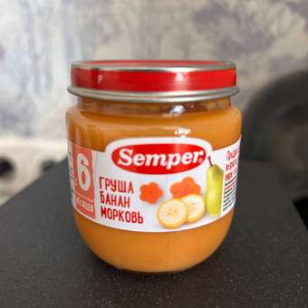 Пюре Semper Груша-банан-морковь с 6 мес 120 г: отзыв пользователя Детский Мир