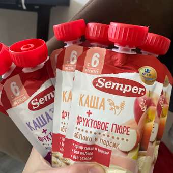 Набор пюре Semper из 2 вкусов (Мультифрукт/Яблоко-Персик) 120г*6шт с 6 месяцев: отзыв пользователя Детский Мир