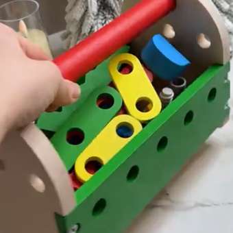 Конструктор Alatoys Ящик инструментов деревянный 19 дет.: отзыв пользователя Детский Мир