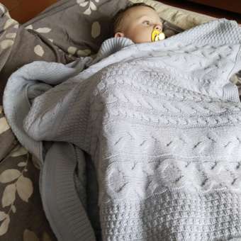 Плед Babyton Косы вязаный Голубой 23130: отзыв пользователя Детский Мир