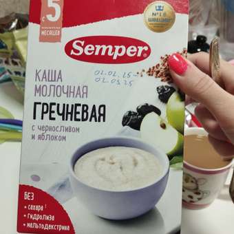 Каша молочная Semper гречневая с черносливом и яблоком 180г с 5месяцев: отзыв пользователя ДетМир