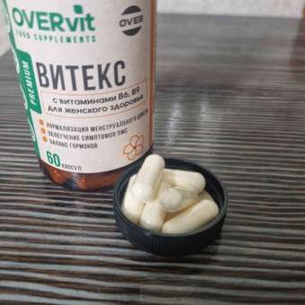 Витекс с витаминами В6 и В9 OVER БАД для баланса гормонов нормализации цикла облегчения ПМС 60 капсул: отзыв пользователя Детский Мир