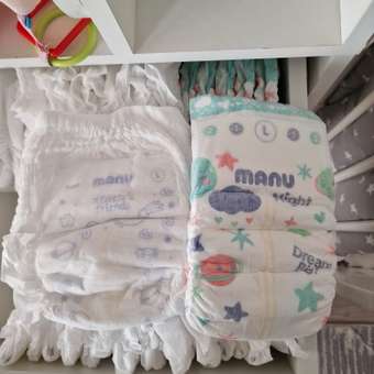 Подгузники MANU ночные L (9-14 кг) 17 шт.: отзыв пользователя ДетМир