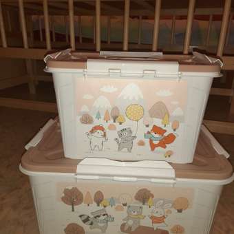Ящик для игрушек Пластишка с декором 15.3л белый: отзыв пользователя Детский Мир