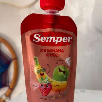 Пюре Semper Банан-клубника-яблоко с 6 мес 100 г: отзыв пользователя Детский Мир