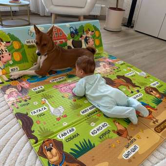 Развивающий коврик детский Mamagoods для ползания складной игровой 120х180 см Весёлая ферма и холмы: отзыв пользователя Детский Мир