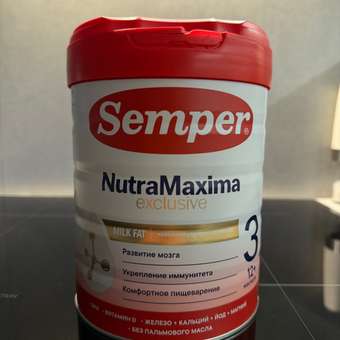 Смесь Semper NutraMaxima Exclusive 3 800г с 12 месяцев: отзыв пользователя Детский Мир