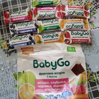 Фруктовые кусочки BabyGo Яблоко-клубника-черника-малина-апельсин с 12 мес 200 г: отзыв пользователя Детский Мир