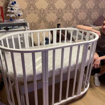 Детская кроватка Babyton Tobe овальная, универсальный маятник (белый): отзыв пользователя Детский Мир
