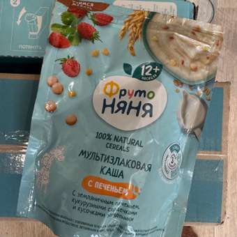 Каша молочная ФрутоНяня с кусочками земляники печенья и кукурузными хлопьями 200г с 12 месяцев: отзыв пользователя Детский Мир