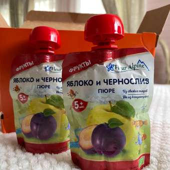 Пюре Fleur Alpine Яблоко-чернослив с 5 мес 90 г: отзыв пользователя Детский Мир