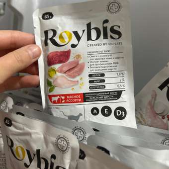 Корм для кошек Roybis 85г мясное ассорти кусочки в соусе для выведения комочков: отзыв пользователя. Зоомагазин Зоозавр