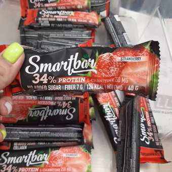 Протеиновые батончики Smartbar Клубника с Л-карнитином 25 шт.х 40г: отзыв пользователя Детский Мир