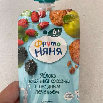 Пюре ФрутоНяня Яблоко-земляника-ежевика с овсяным печеньем с 6 мес 90 г: отзыв пользователя ДетМир