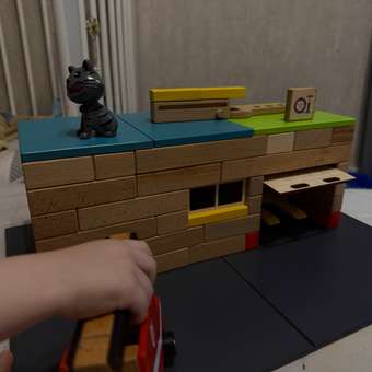 Конструктор WOOD BLOCKS Автосервис деревянный 85 дет.: отзыв пользователя Детский Мир
