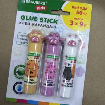 Клей-карандаш Brauberg 3 шт.: отзыв пользователя Детский Мир
