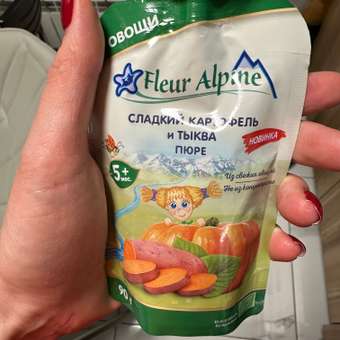 Пюре Fleur Alpine Сладкий картофель и тыква с 5 мес 90 г: отзыв пользователя Детский Мир