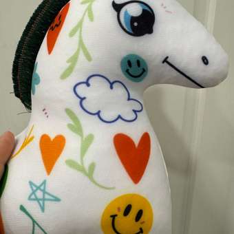 Мягкая игрушка ПК Лидер лошадка белая с зеленой гривой: отзыв пользователя Детский Мир