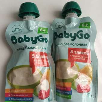 Каша безмолочная BabyGo 5 злаков с фруктами 111г с 6 месяцев: отзыв пользователя ДетМир