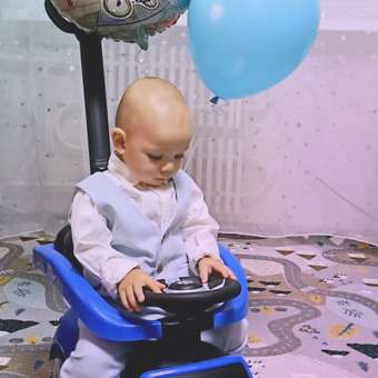 Каталка BabyGo Синяя синий с ручкой: отзыв пользователя Детский Мир