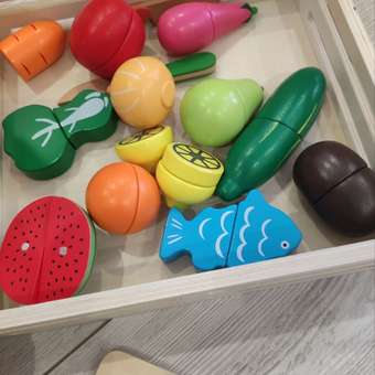 Деревянные игрушечные продукты TrendToys фрукты и овощи на магнитах, 18 предметов: отзыв пользователя Детский Мир