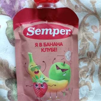 Пюре Semper Банан-клубника-яблоко с 6 мес 100 г: отзыв пользователя Детский Мир