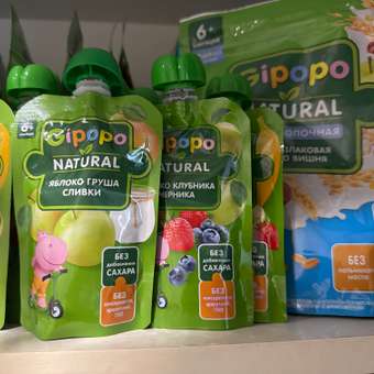 Пюре Gipopo Яблоко-клубника-черника с 6 мес 90 г: отзыв пользователя Детский Мир