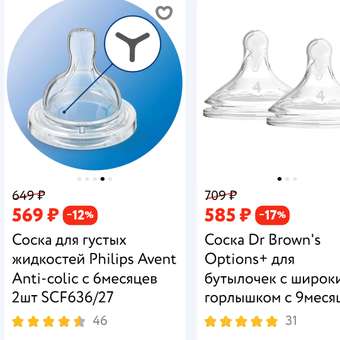 Соска Philips Avent Anti-Colic силикон (для густых жидкостей) 2 шт.: отзыв пользователя ДетМир