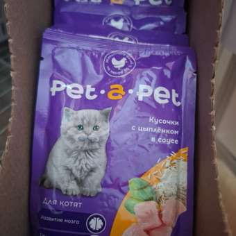 Корм для котят Pet-a-Pet 85г Кусочки с цыпленком в соусе пауч: отзыв пользователя. Зоомагазин Зоозавр