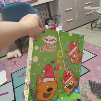 Пакет подарочный ND PLAY Три кота Зимние каникулы новогодний 33.5*40.6см 313899: отзыв пользователя Детский Мир