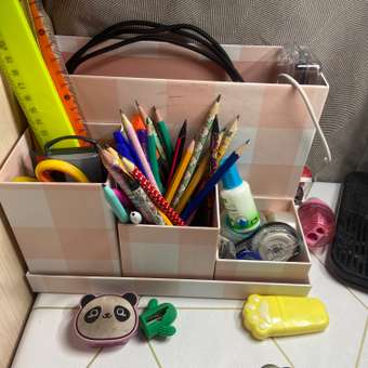 Подставка канцелярская FUTURINO Home розовая клетка: отзыв пользователя Детский Мир