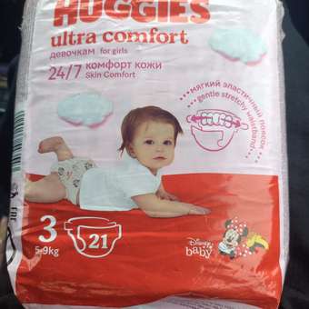 Подгузники Huggies Ultra Comfort для девочек 3 (5-9 кг) 21 шт.: отзыв пользователя Детский Мир