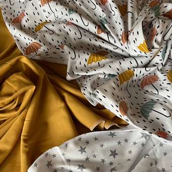 Комплект пелёнок Mjolk Зонтики/Mustard/Звезды сет из 3х штук 120*85: отзыв пользователя Детский Мир