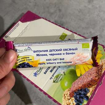 Батончик Fleur Alpine Органик злаковый овсяный с яблоком черникой и бананом 23г с 3лет: отзыв пользователя ДетМир