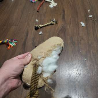 Игрушка для собак Barbaks Тапок-тягач кожаный особопрочный с канатиком пищит 33.5*11см: отзыв пользователя. Зоомагазин Зоозавр